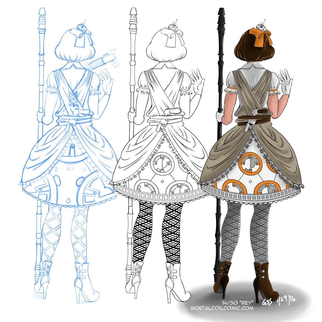 14 Lolita Fashion Kamiko Star Wars Rey BB8 Progression
