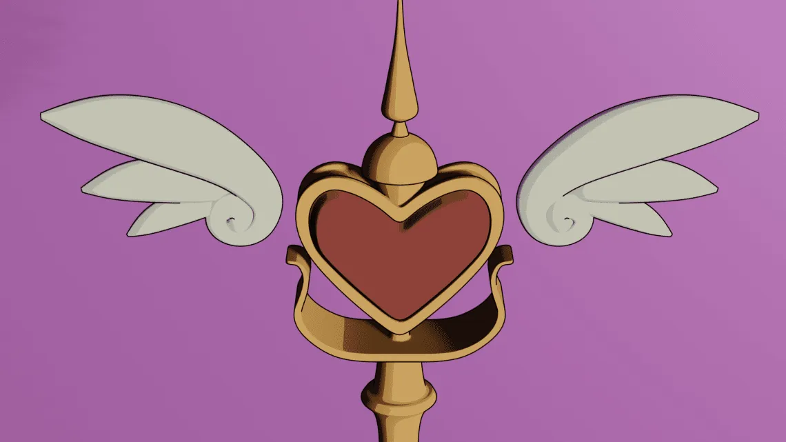Heartwing Staff 3D Model in Blender with Toon Shading | Magical Girl Kamiko | This Mortal Coil Webcomic